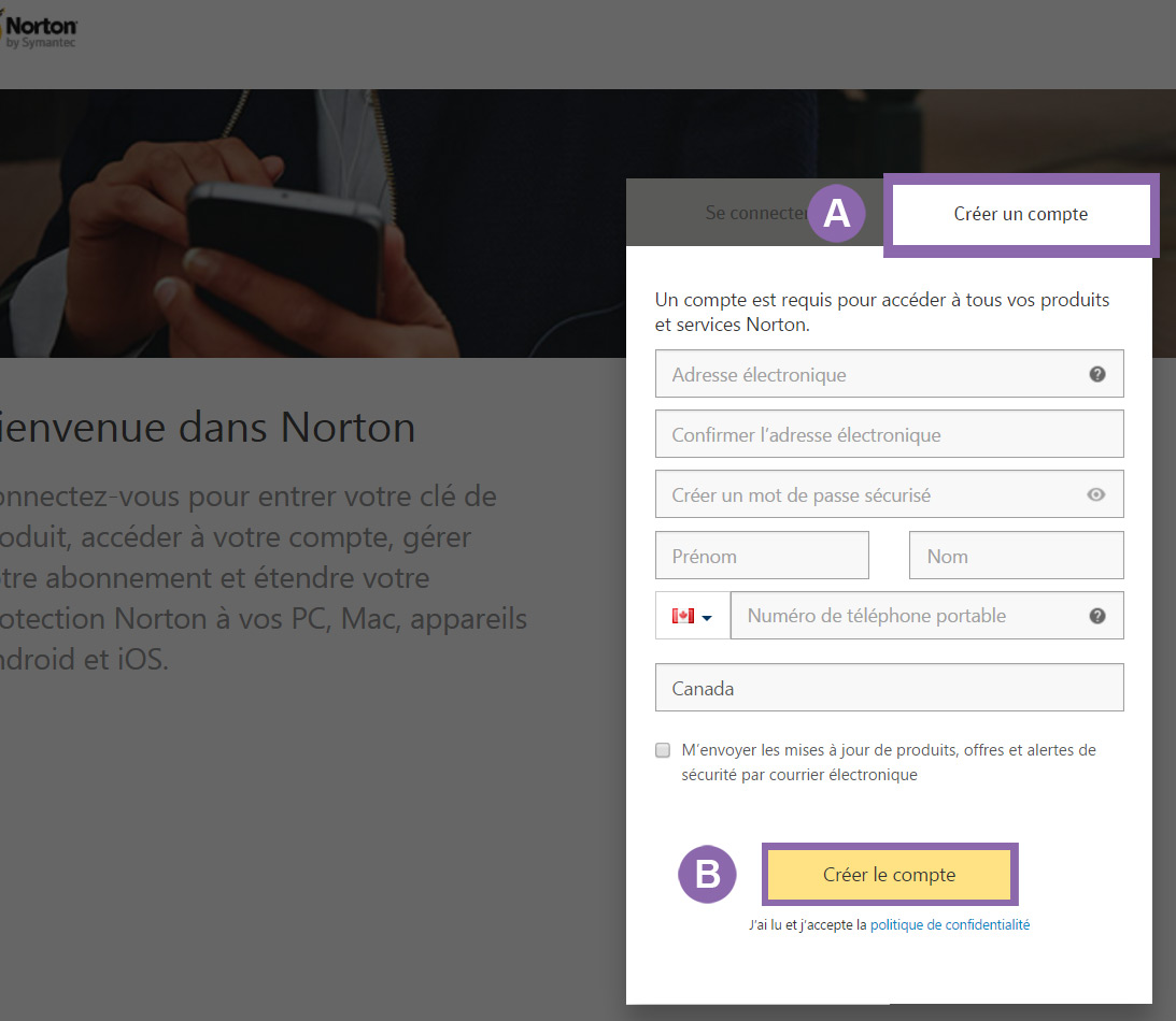 Procédure pour associer votre code PIN à votre compte Norton - 03